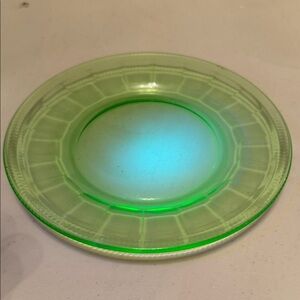 Vintage Green Depression Glass Plate glows!